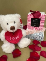 Valentines bear and chocolate selection